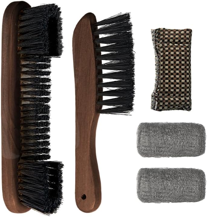 LAKINGO Pool Table Brush Set for Felt, 5 Kit Billiard Table and Rail Cleaning Accessories with 2 Wood Brush, 2 Ferrule Polish Cloths, Cue Shaft Cleaner Cloth - Image 1